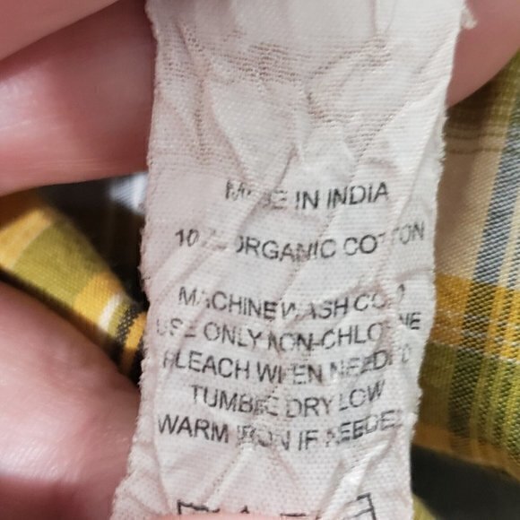 PrAna Mens Large‎ Yellow Plaid Pearl Snap Short Sleeve Shirt - Picture 5 of 6